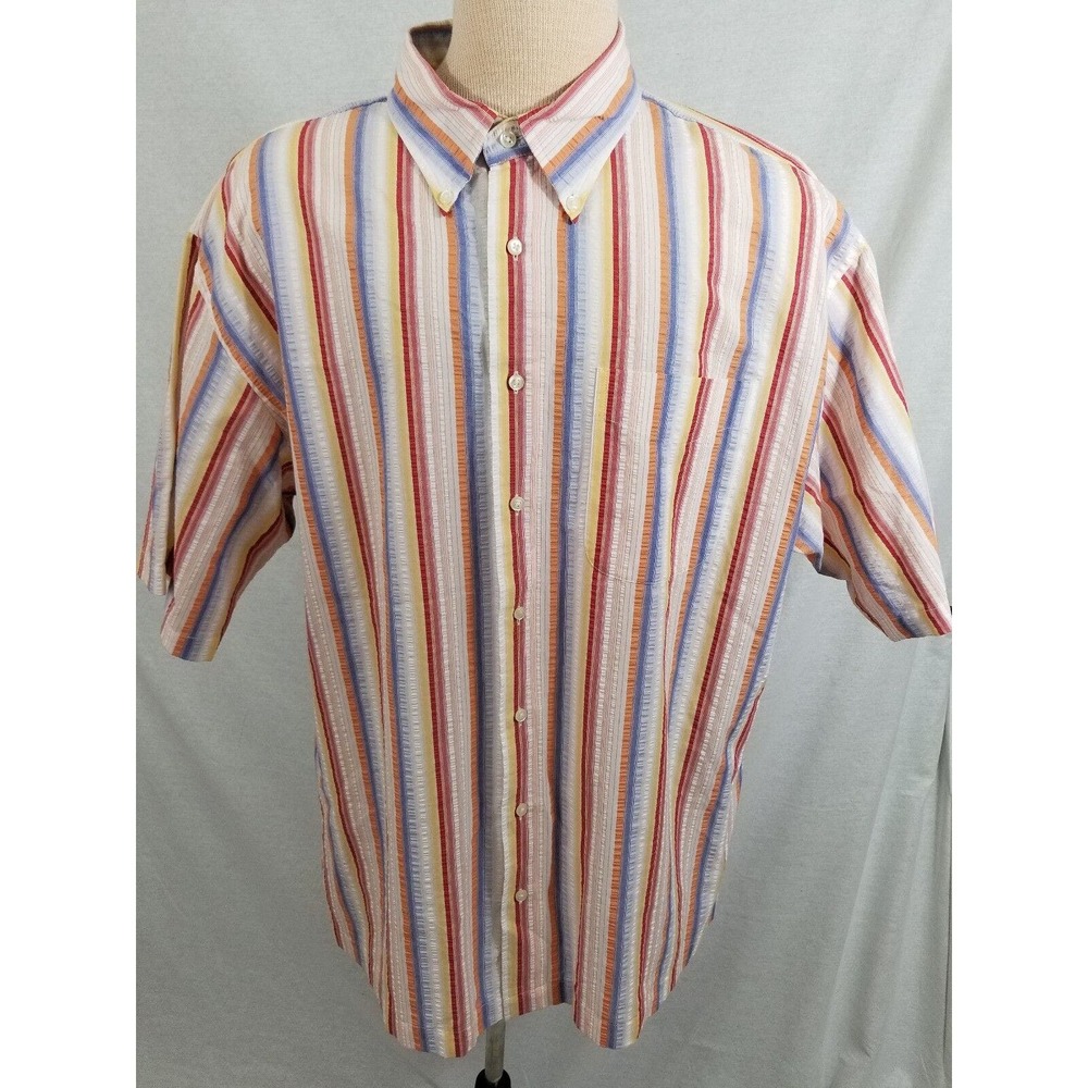 Jos A Bank Men's Button Front Multicolor Striped Shirt Size XL 12921-0408